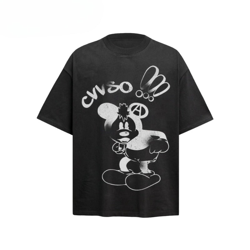 80s And 90s Vintage Fun Cartoon Print Short Sleeve T-Shirt