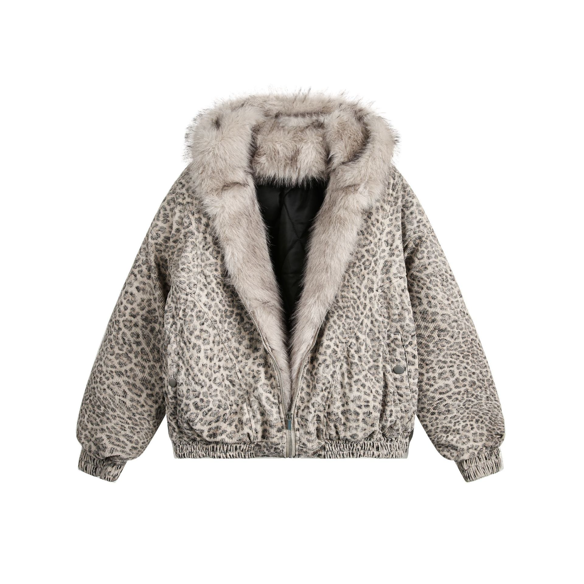 Unisex Down Jacket Men's Winter Leopard Print Padded Cotton Warm Padded Jacket
