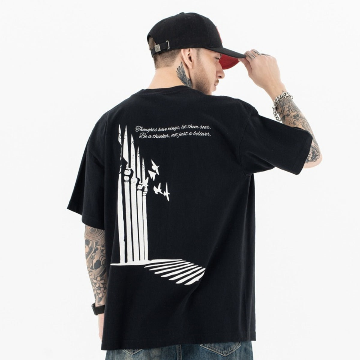 Vintage College Shirts Summer Vintage Art Film Loose Short Sleeve T-Shirt