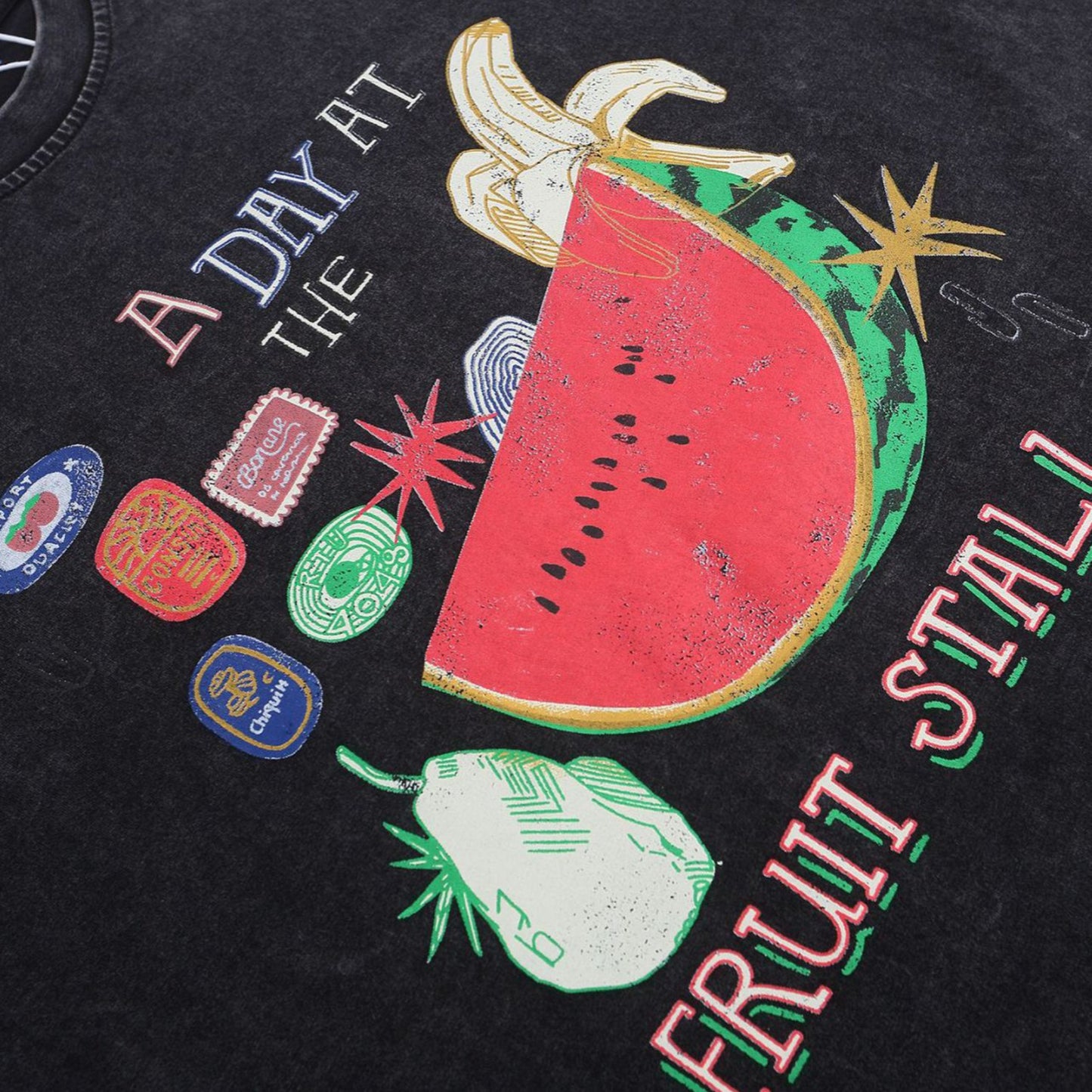 Hustle vintage summer wash t-shirt print short sleeves