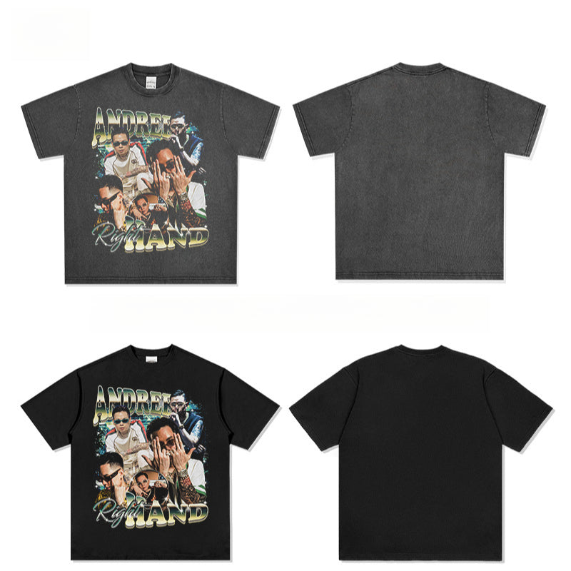 Outfit streetwear vintage hip hop Andree RightHand print short sleeve t-shirt