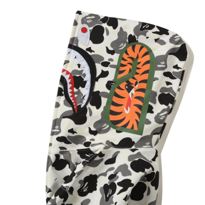 Ape Hoodie Shark Camouflage Printed Cardigan Zip Hooded Sweater Jacket