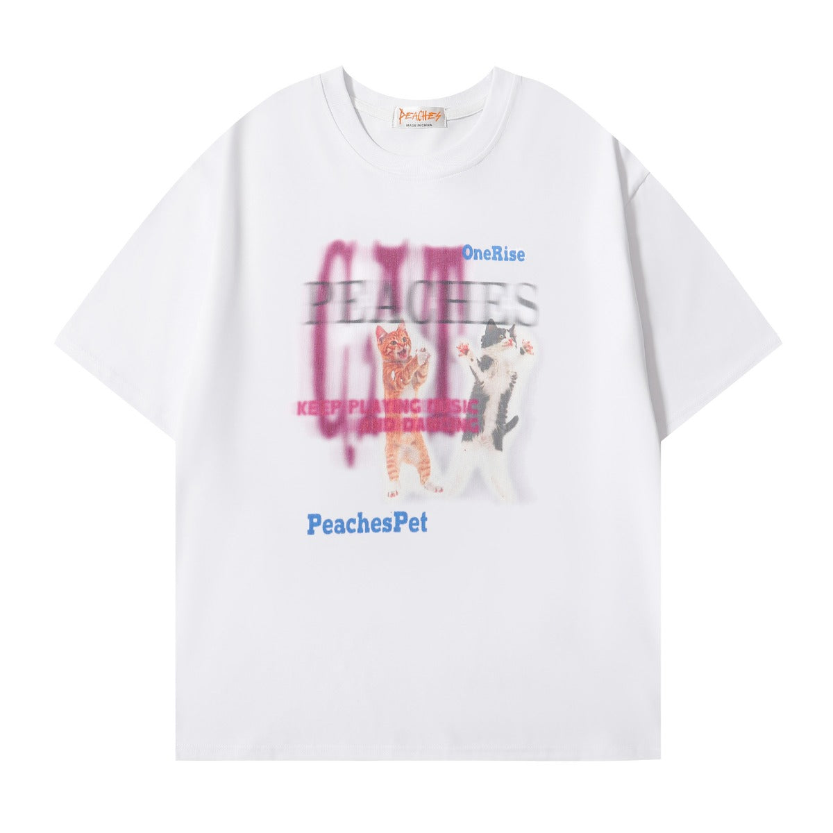 Vestimenta De Los 90 Summer Vintage Cat Print Short Sleeve T-Shirt