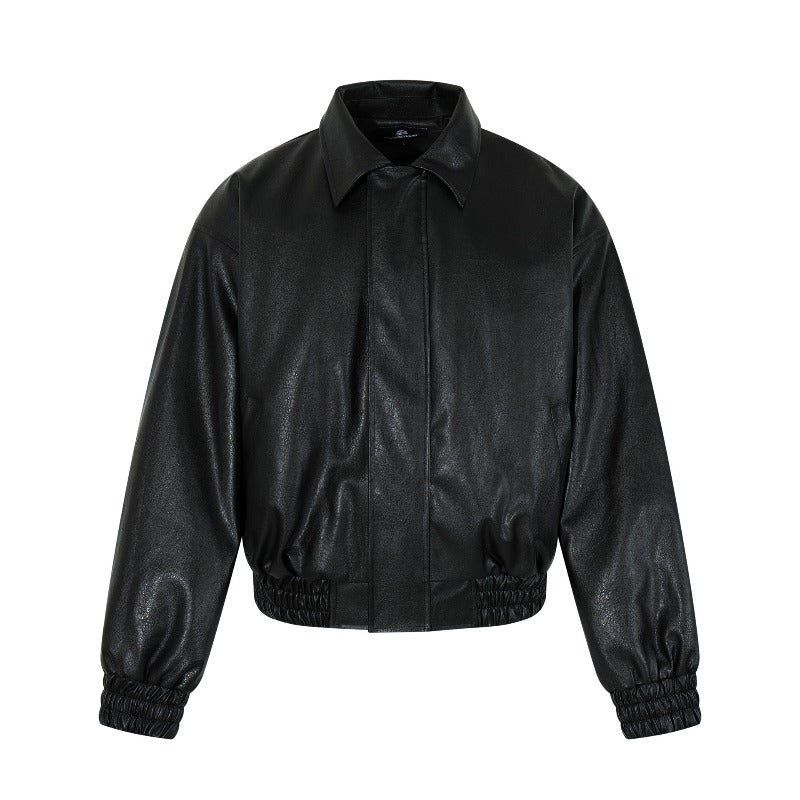 Unisex Down Jacket Vintage Old Money Wind Thickened Leather Jacket