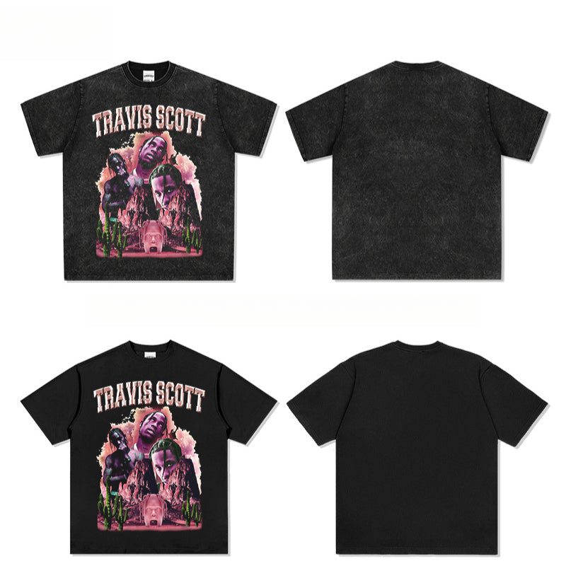 Cool t rapper travis scott print short sleeve t-shirt