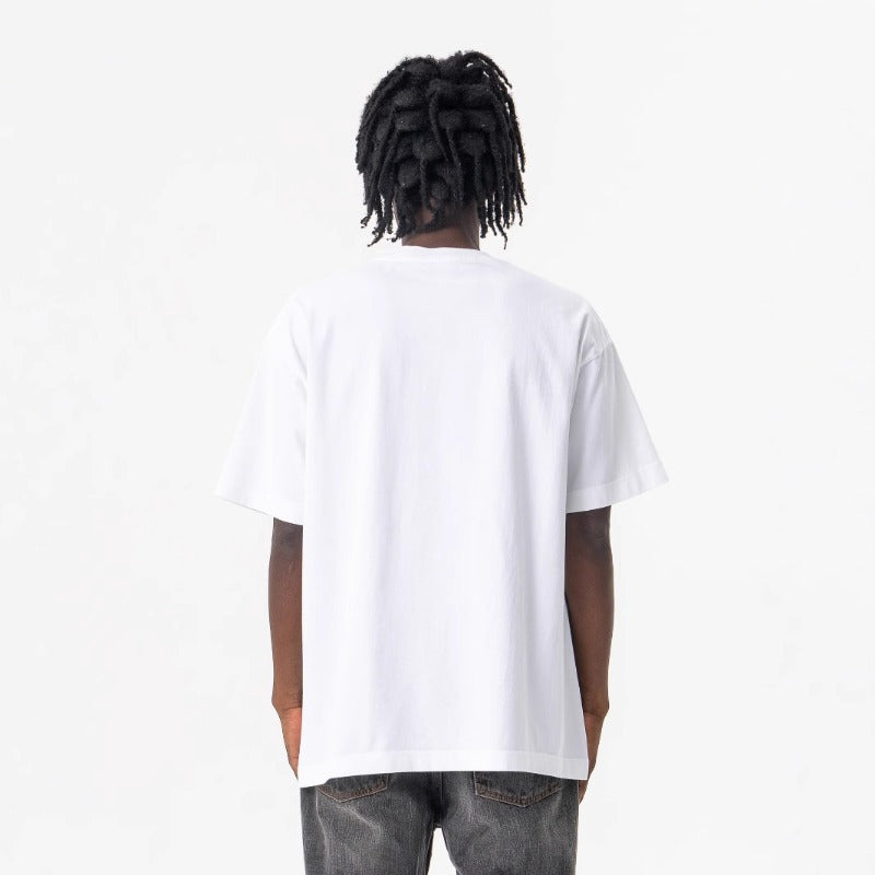 Vic Streetwear Summer Angel Print Crew Neck Short Sleeve T-Shirt