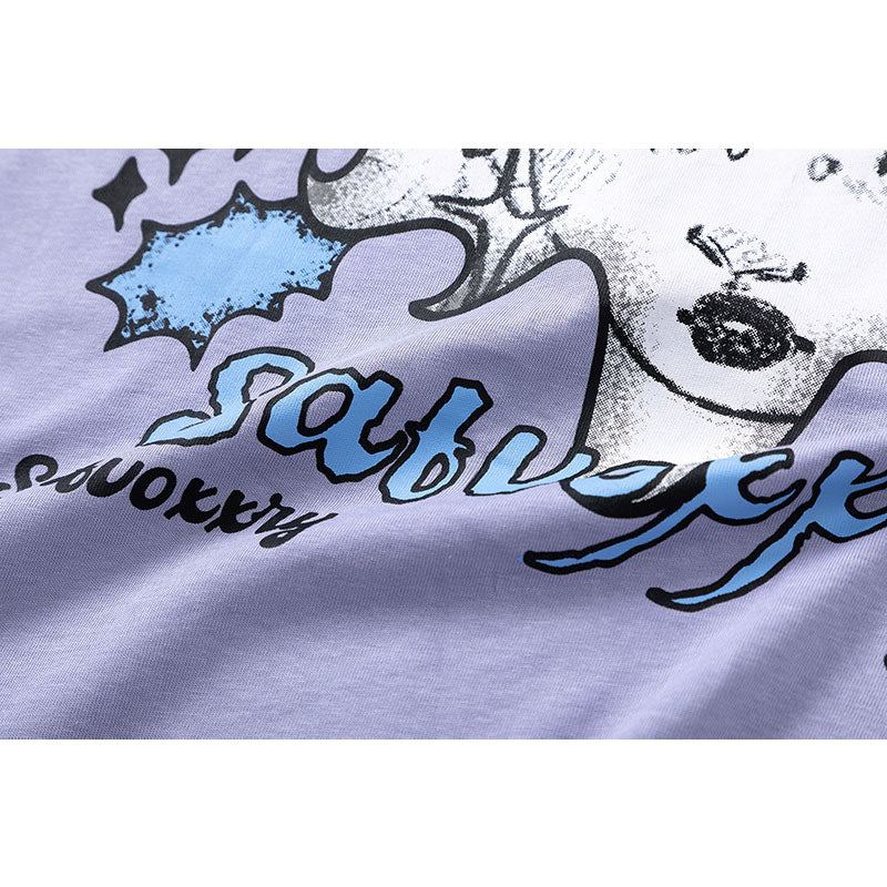 Vintage Tišö Rt Cartoon Printed Short Sleeve T-Shirt Loose Casual Top