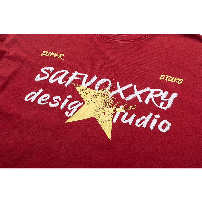 Vintage Tišö Rt alphabet print short-sleeved T-shirt summer oversize top