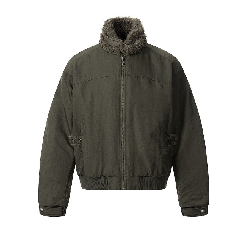 Unisex Down Jacket Men's Winter Fur Collar Vintage Padded Jacket