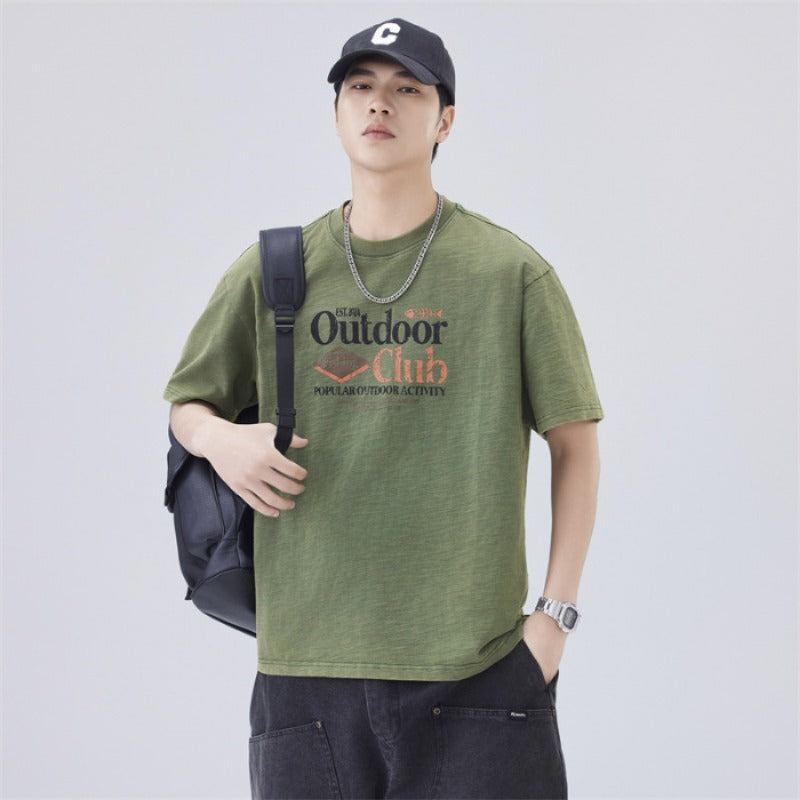 Men T-shirts Summer Short Sleeve Vintage Loose Top