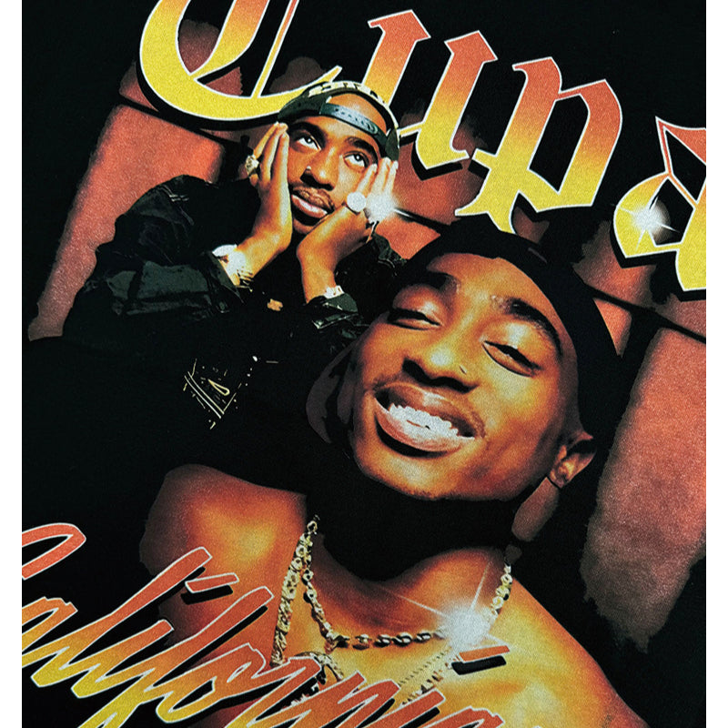 Cool t rapper vintage hip hop tupac print long sleeve short sleeve t-shirt