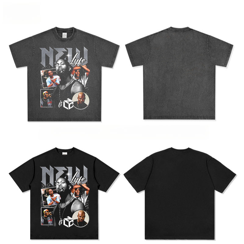 Outfit streetwear vintage hip hop DMX Earl Simmons print short sleeve t-shirt