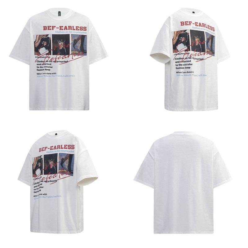 80s And 90s Vintage T Shirts Washed Water Old Letter Short Sleeve T-Shirts