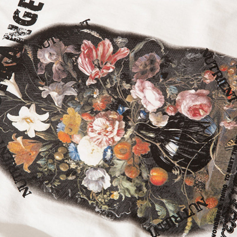 Vintage T Shirts Hip Hop Retro Floral Print Long Sleeve T-Shirt