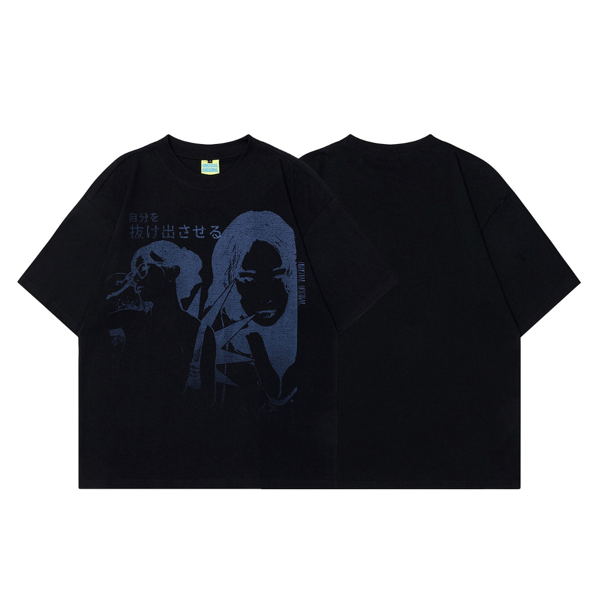 90s West Coast Hip Hop Fashion T Shirts Vintage Shibuya Girl Portrait Print Loose Half Sleeve T-Shirt