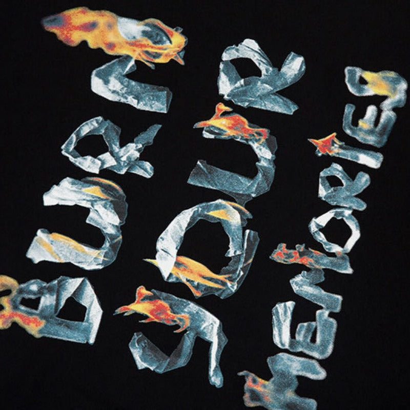 Vintage Tišö Rt Flame Letter Print Short Sleeve T-Shirt
