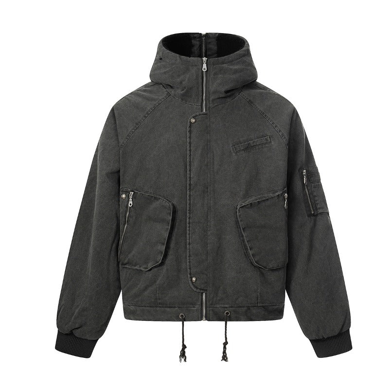 Unisex Down Jacket Men's Winter Lamb Feather Hooded Jacket