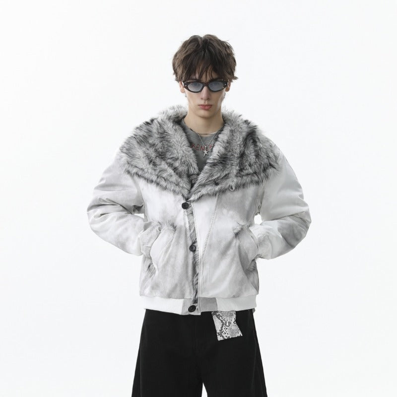Unisex Down Jacket Men's Winter Vintage Fur Collar Jacket