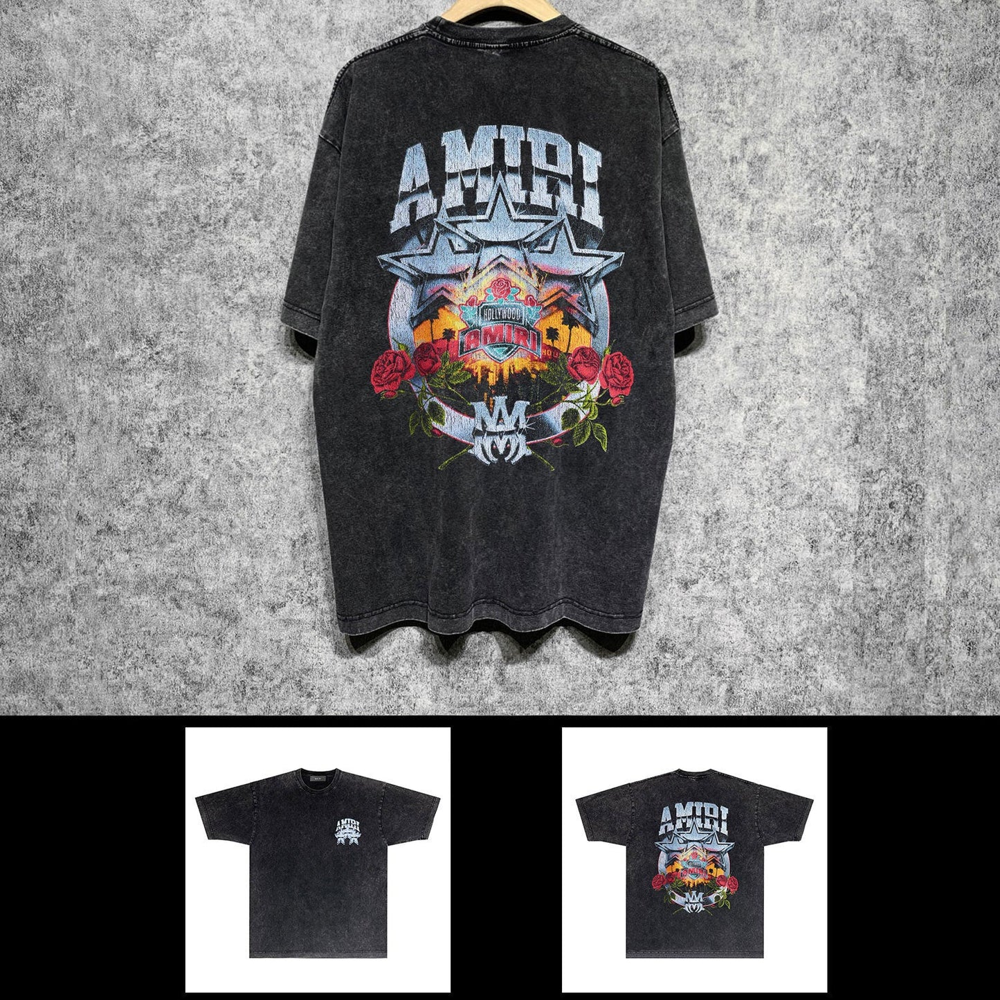Amiri washed t-shirt five star rose short sleeve