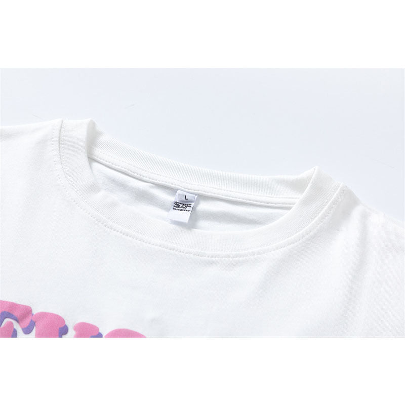 Vintage Tišö Rt Cartoon Printed Short Sleeve T-Shirt Summer Loose Top