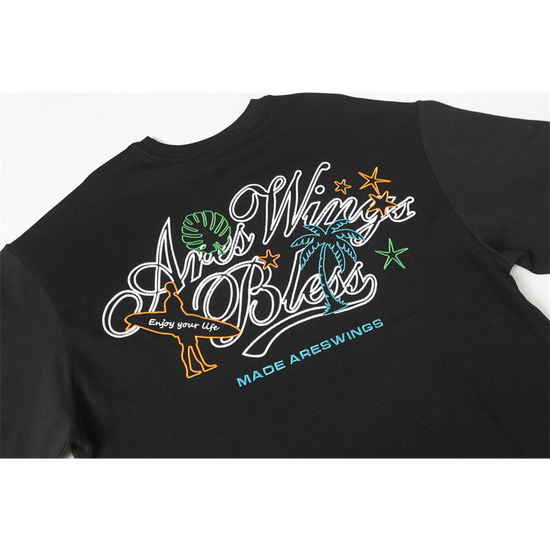 Hip Hop Shirts For Boys Letter Embroidered Short Sleeve T-Shirt Loose Casual Short Sleeve Top