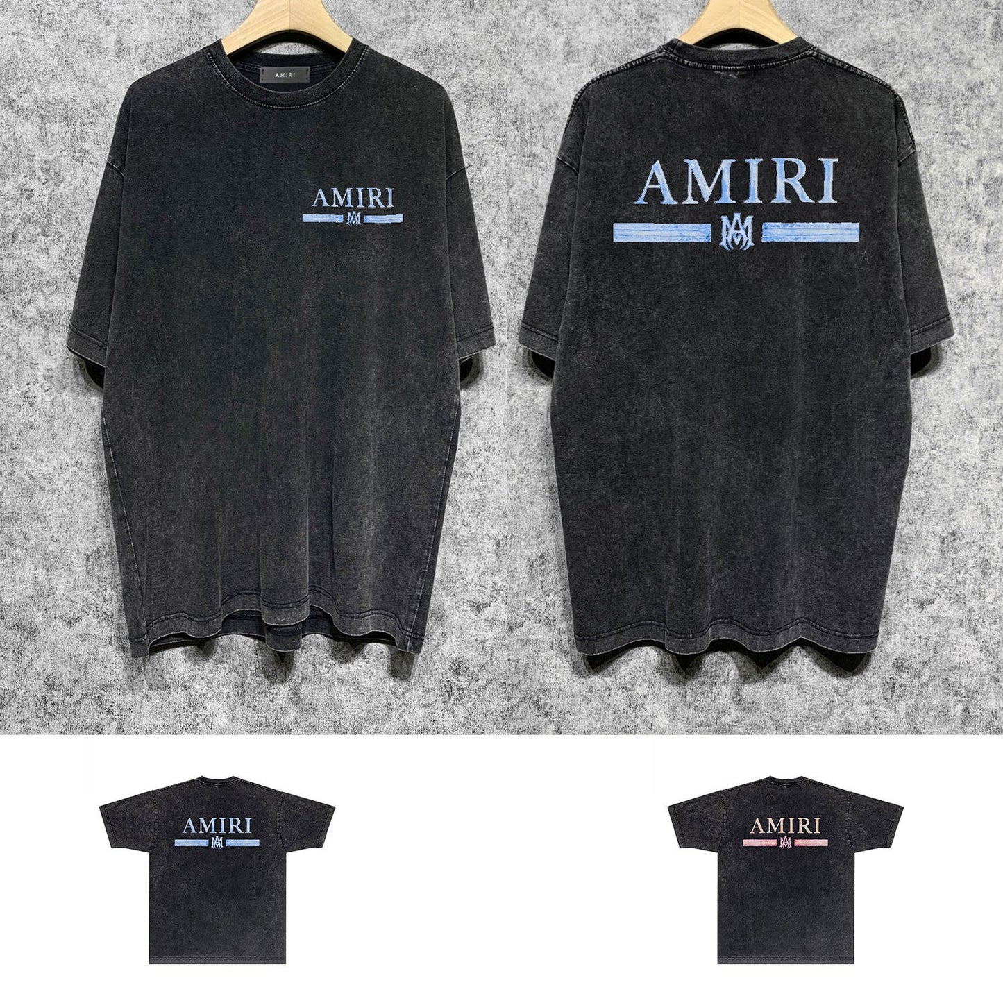 Amiri washed t-shirt crayon horizontal stripes printing short sleeve