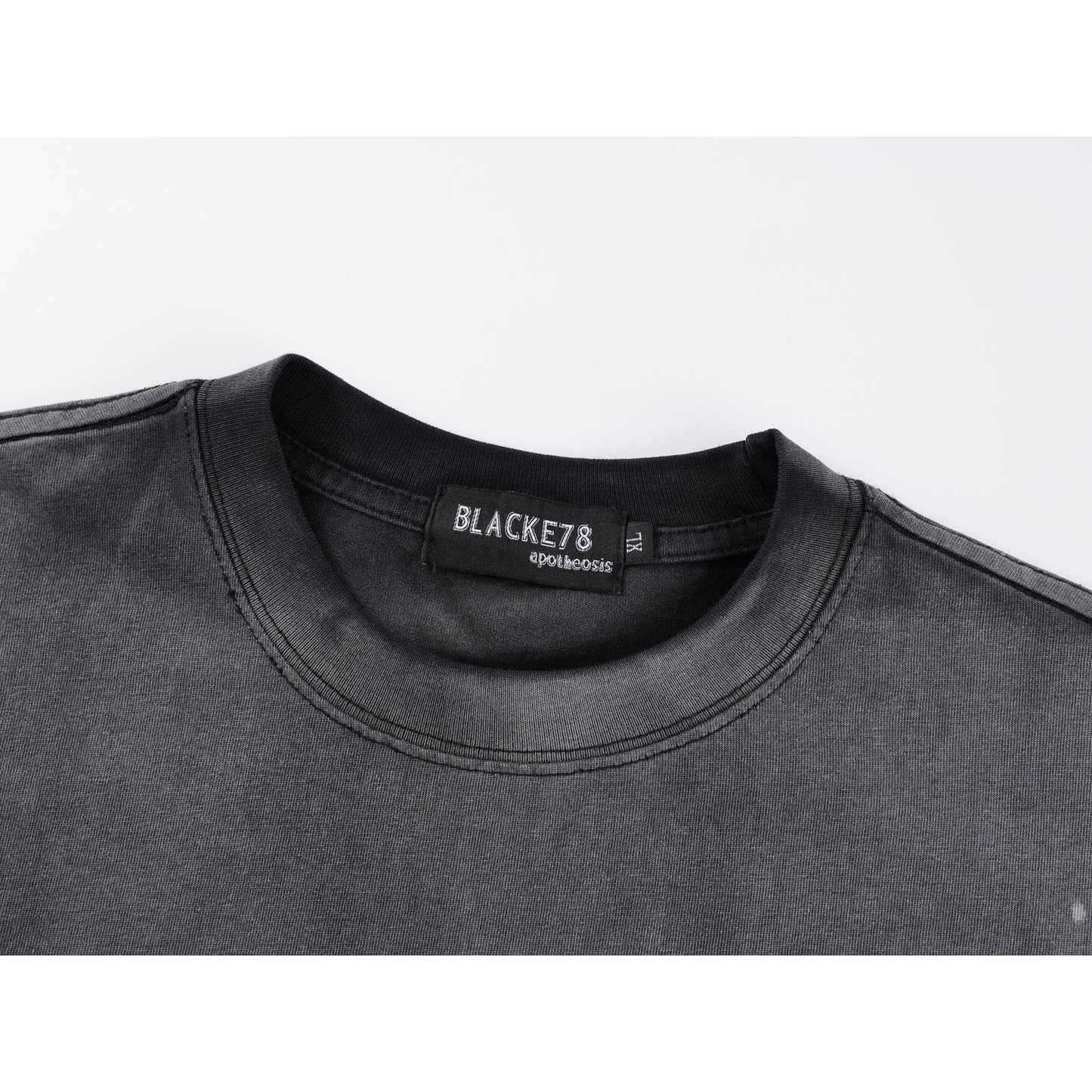 Hustle vintage summer gradual change color wash short sleeve T-shirt