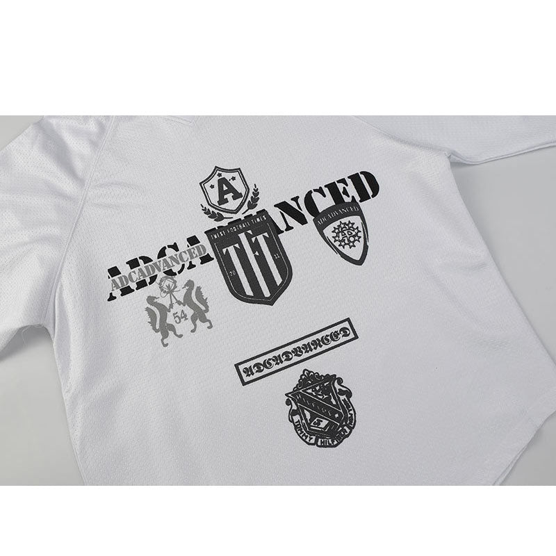 Marcas De Streetwear Vintage V-Neck Sports Jersey Wind Long Sleeve T-Shirt