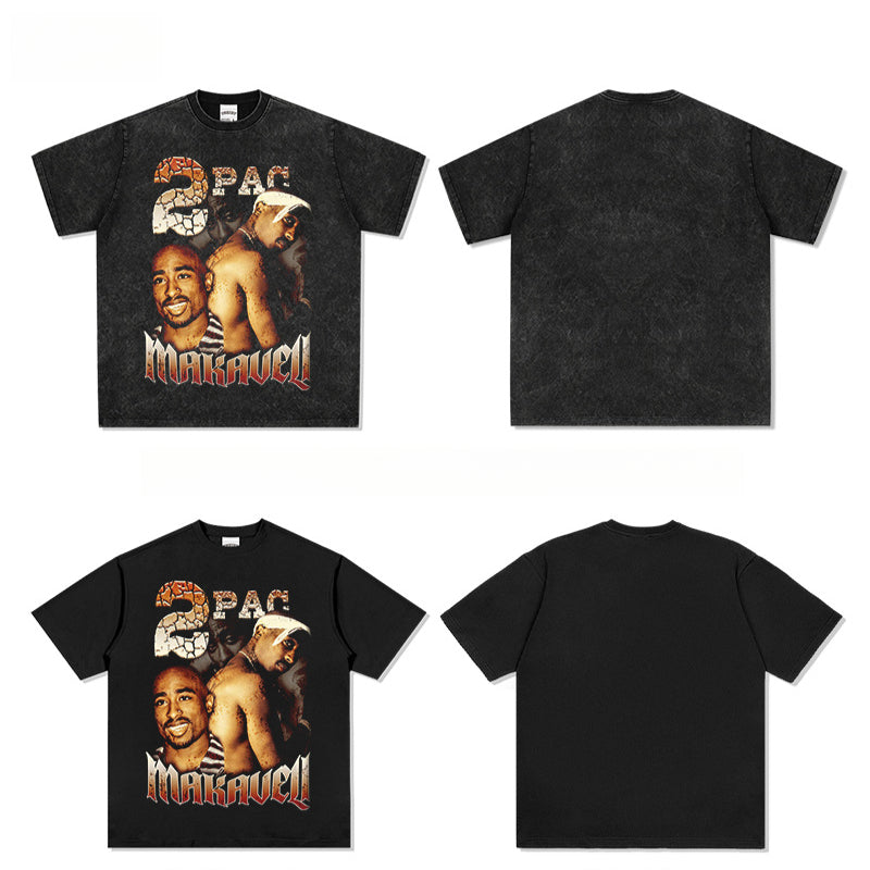 Cool t rapper Tupac print hip hop Vintage short sleeve t-shirt vintage