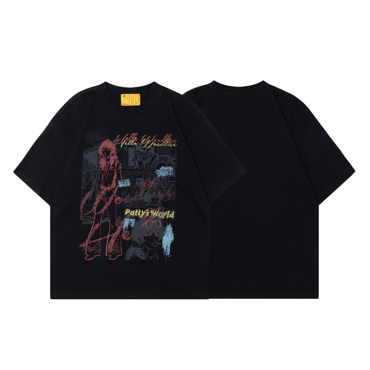 90s West Coast Hip Hop Fashion T Shirts Cartoon Graffiti Comic Girl Cotton Short Sleeve T-Shirt