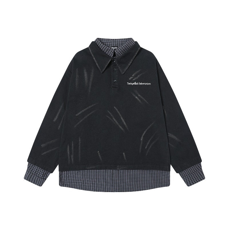 Unisex long-sleeved shirt autumretro lapel