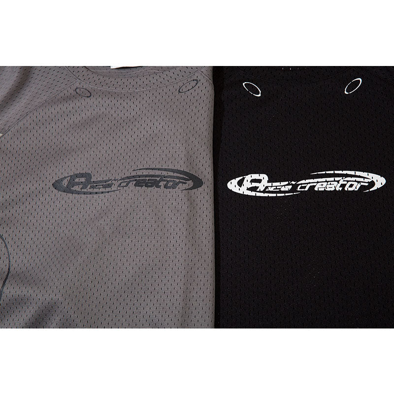 Racing oversized t shirt retro, mesh short sleeve t-shirt