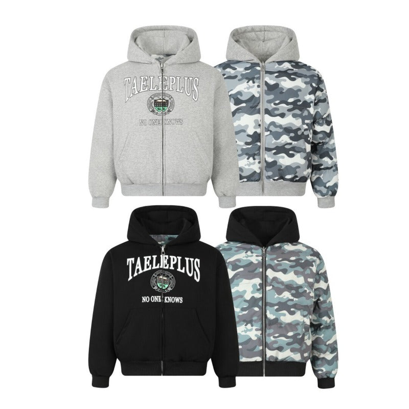 Unisex Down Jacket Winter Hooded Sweater Double-Sided Padded Jacket Men