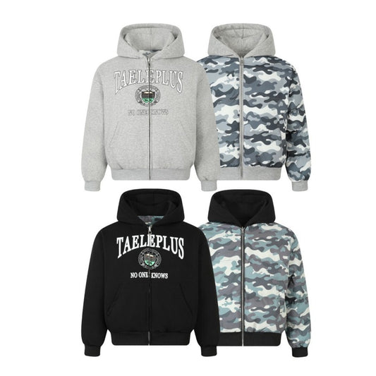 Unisex Down Jacket Winter Hooded Sweater Double-Sided Padded Jacket Men