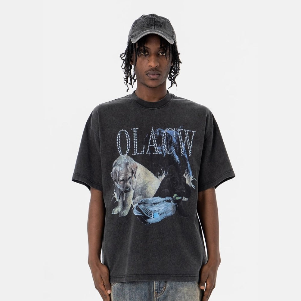 Vic Streetwear Summer Vintage Print Short Sleeve T-Shirt