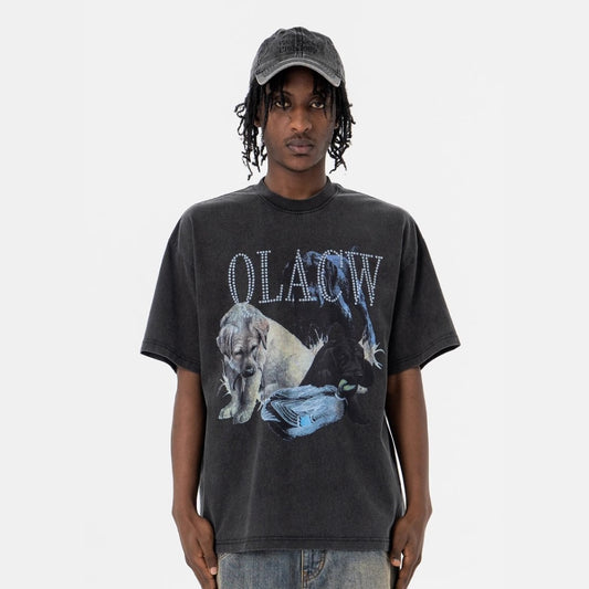 Vic Streetwear Summer Vintage Print Short Sleeve T-Shirt