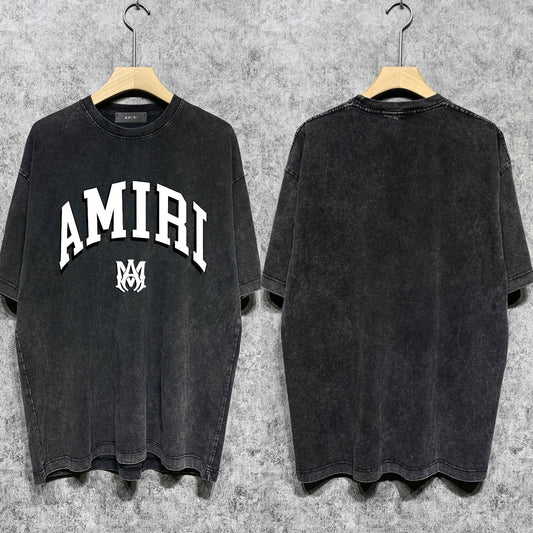 Amiri washed t-shirt spider projection printing short sleeve