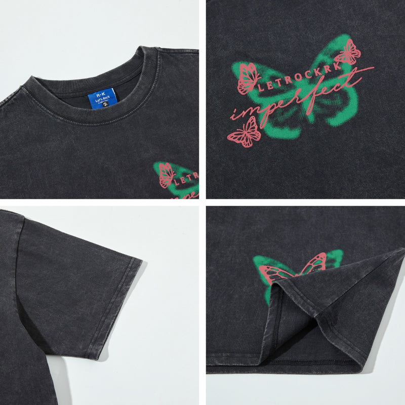 Nyc T Shirt Butterfly Crew Neck Short Sleeve T-Shirt Summer Loose Casual Top