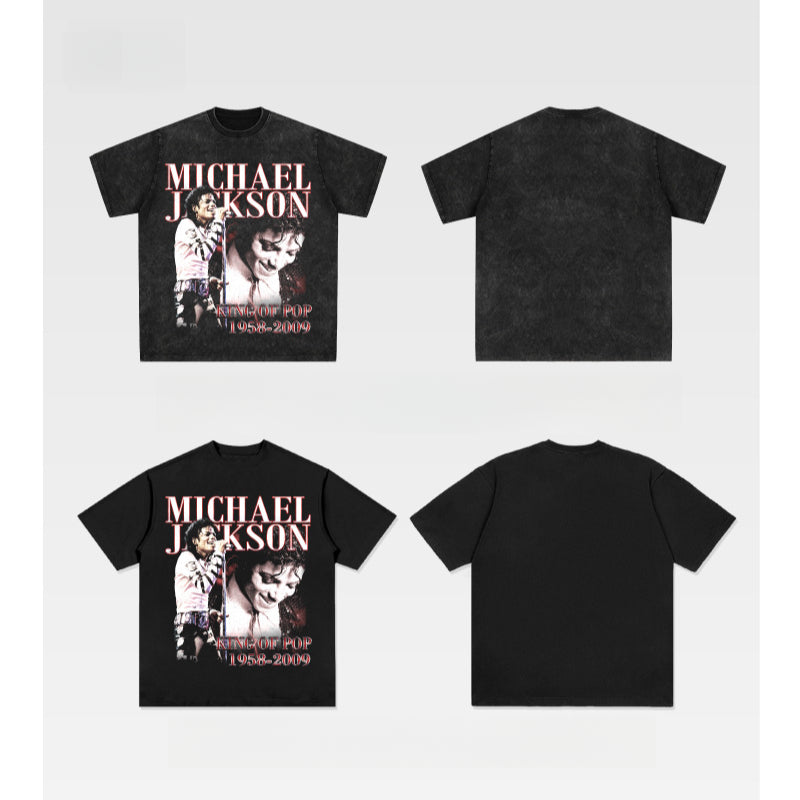 Streetwear masculino jackson print short sleeve t-shirt