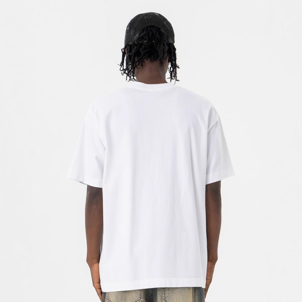 Vic Streetwear Summer Portrait Print Crew Neck Short Sleeve T-Shirt