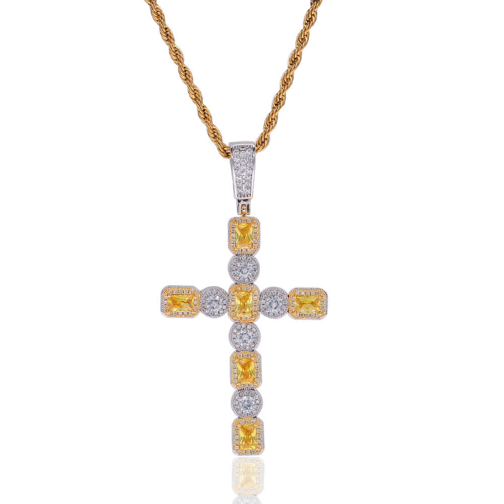 Jewelry Square Circle Large Zircon Cross Pendant CrossPendant St. Valentine's Royalty