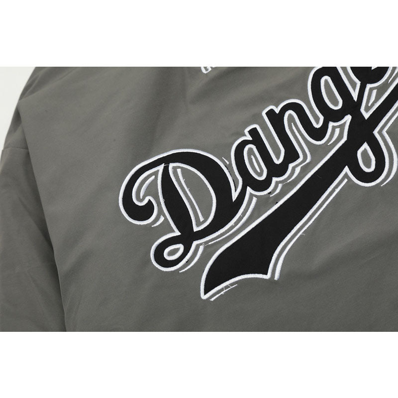 Streetwear Hoodie Alphabet Embroidered V-Neck Jersey Sweater Winter Hip Hop Loose Sports Jacket