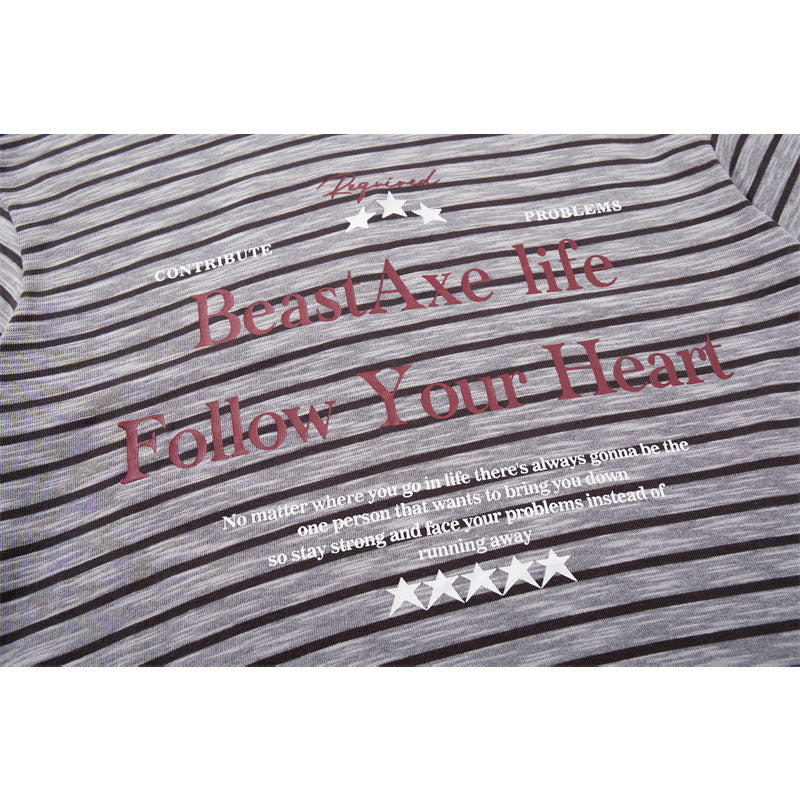 Casual Street Wear Black and White Striped Short Sleeve T-Shirt Cleanfit