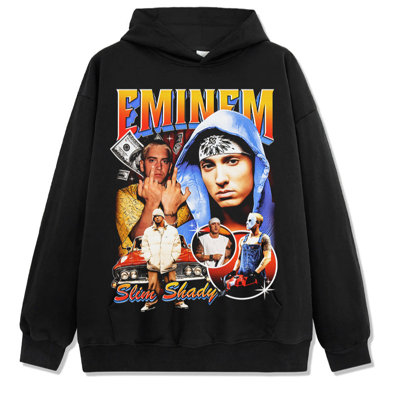 Marcas streetwear usa vintage hip hop emminem emminem print wash hoodie