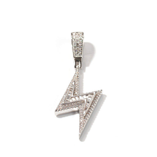 Jewelry hip hop cool lightning pendant copper inlaid zircon hiphop lightning Spectrum