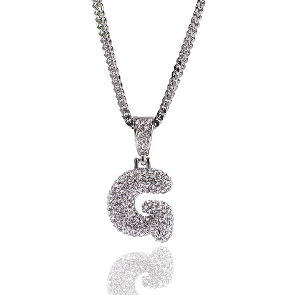 Jewelry Full Diamond 26 Letter Pendant Necklace Alphabet Pieces Word Up
