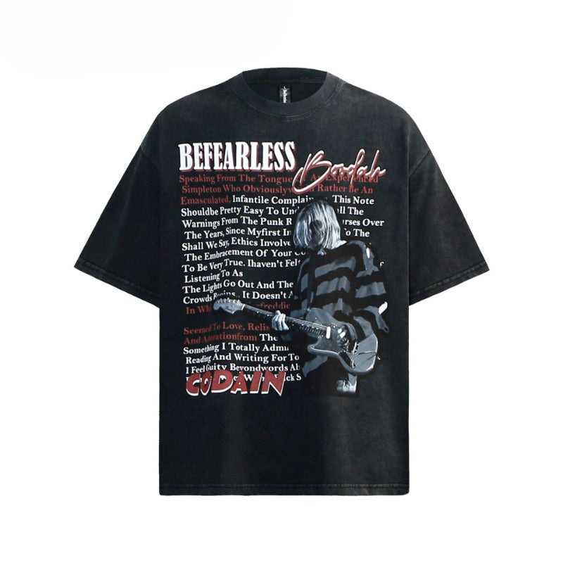 80s And 90s Vintage T Shirts Washing Water Old Rocker Short Sleeve T-Shirts
