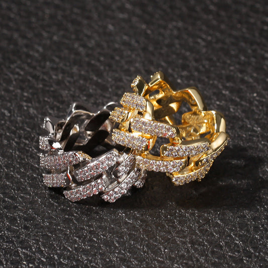 Rings Microencrusted Zircon 2 Rows Diamond Hip Hop Cuban St. Valentine's