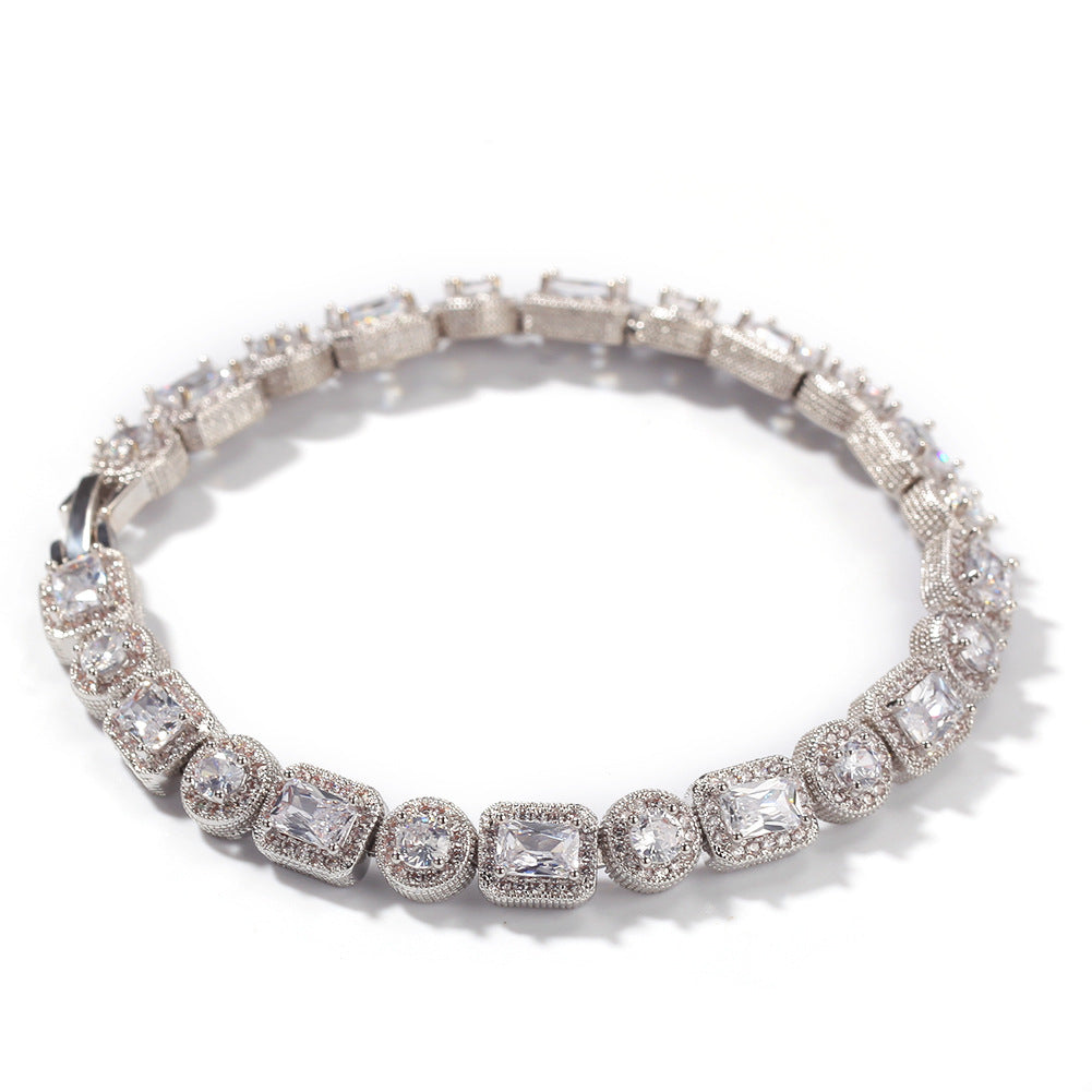Bracelet Hip Hop Bracelet Square Round Copper with Zircon St. Valentine's Spectrum