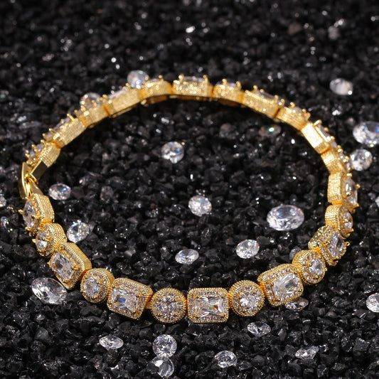 Bracelet Hip Hop Bracelet Square Round Copper with Zircon St. Valentine's Spectrum